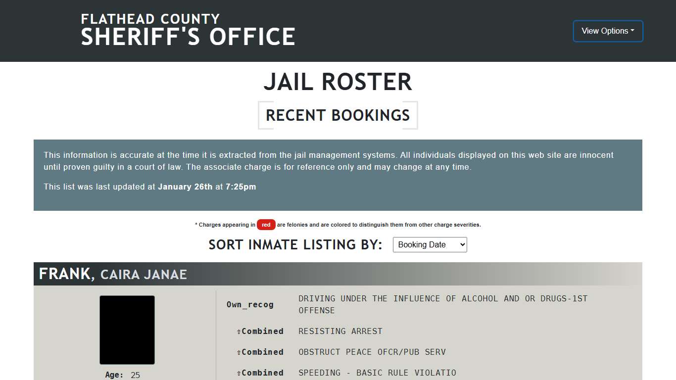 Flathead County Sheriff's Office - Jail Roster